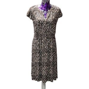 Nic & Zoe Women's Small Brown and White Comfy Print Dress